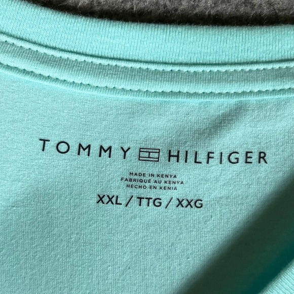 Tommy Hilfiger Mens XXL Teal Aqua Tonal Logo Short Sleeve T Shirt NWT - Picture 2 of 10
